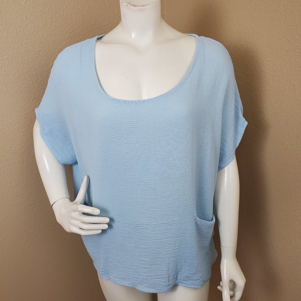 M Made In Italy Blue Cotton Top~Size L